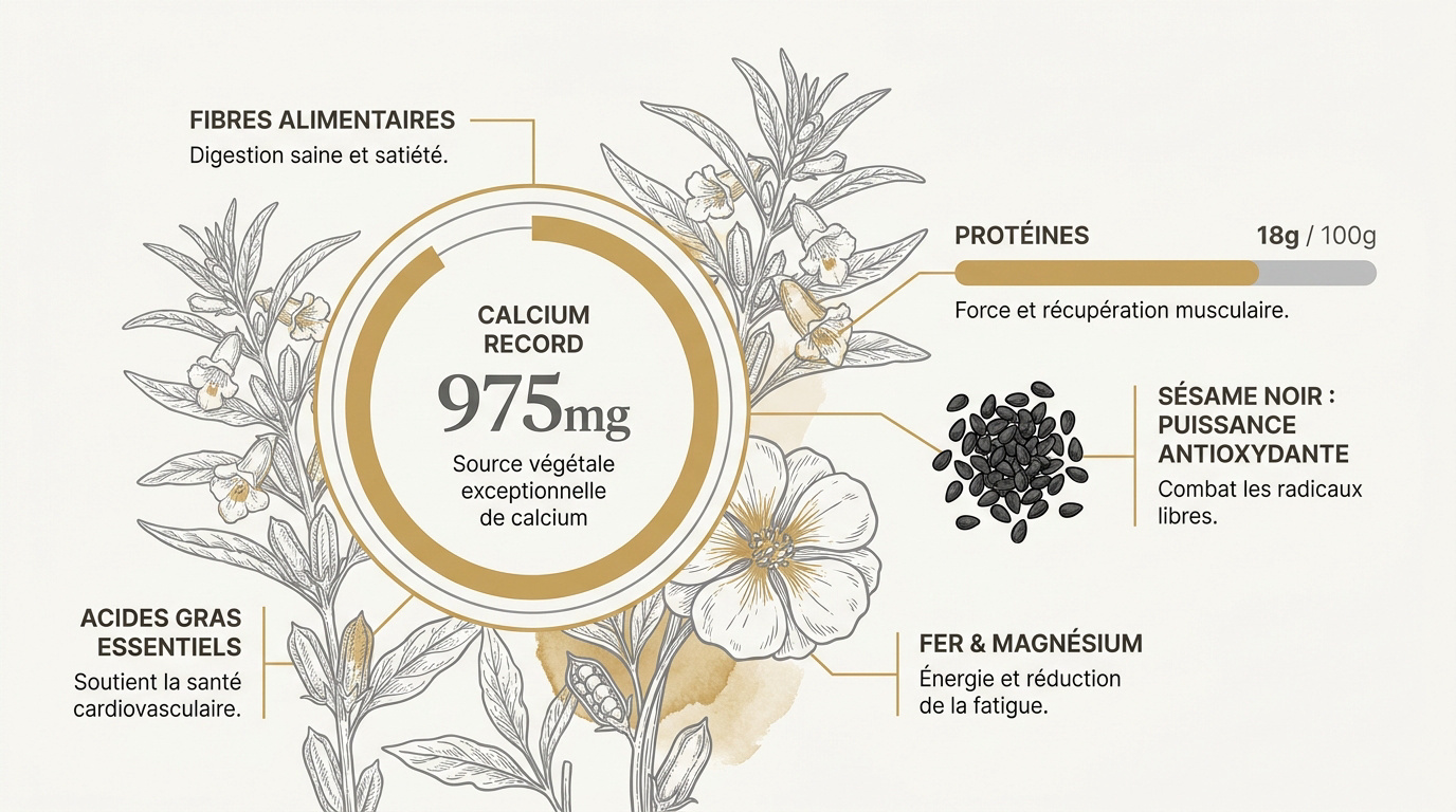 Graines de sésame riches en calcium, protéines et antioxydants