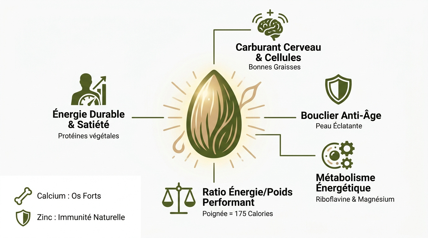 gros plan sur des amandes décortiquées riches en nutriments