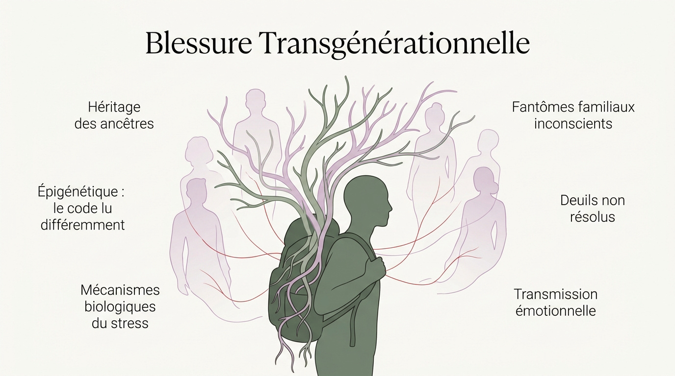 Illustration d'une blessure transgénérationnelle et de l'héritage ancestral