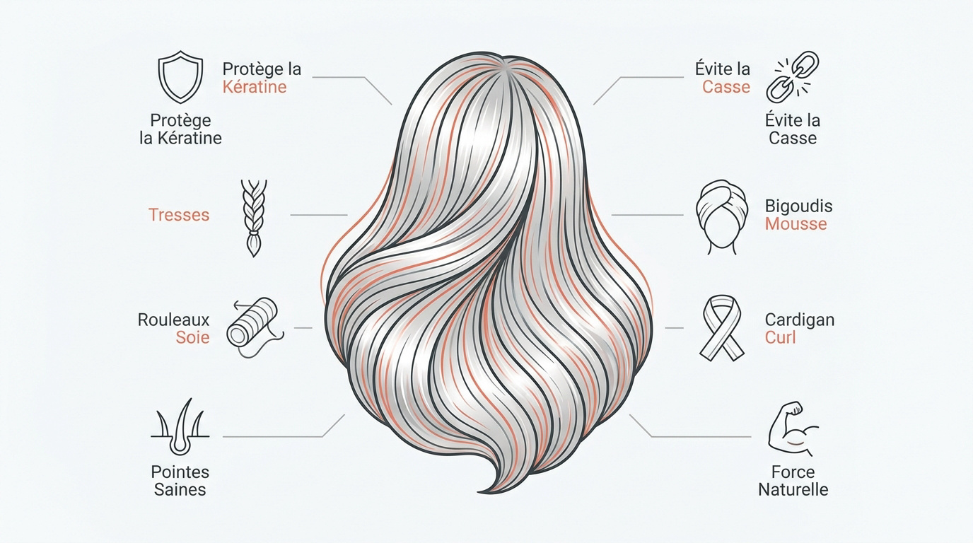 Cheveux lisses et brillants grâce à une méthode naturelle sans chaleur