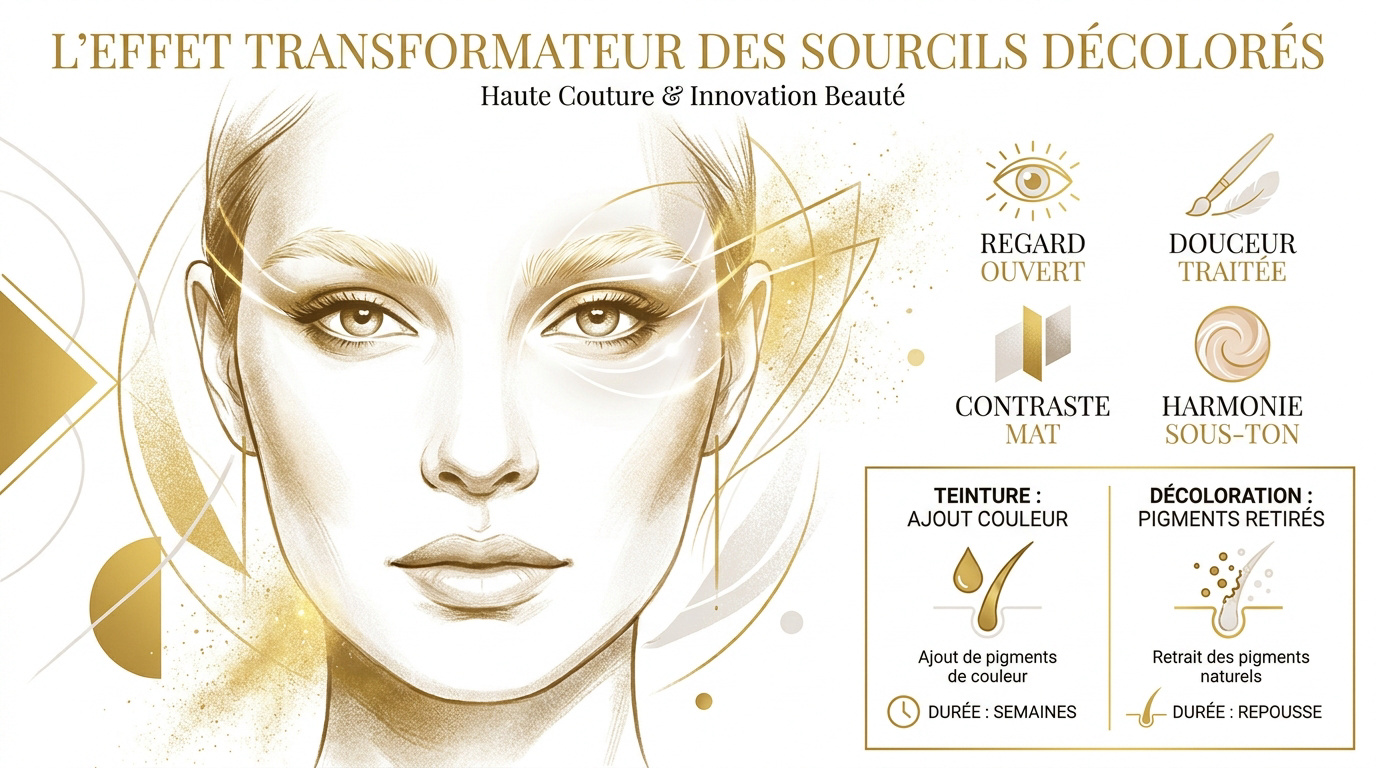 Femme aux sourcils décolorés mettant en valeur sa structure osseuse