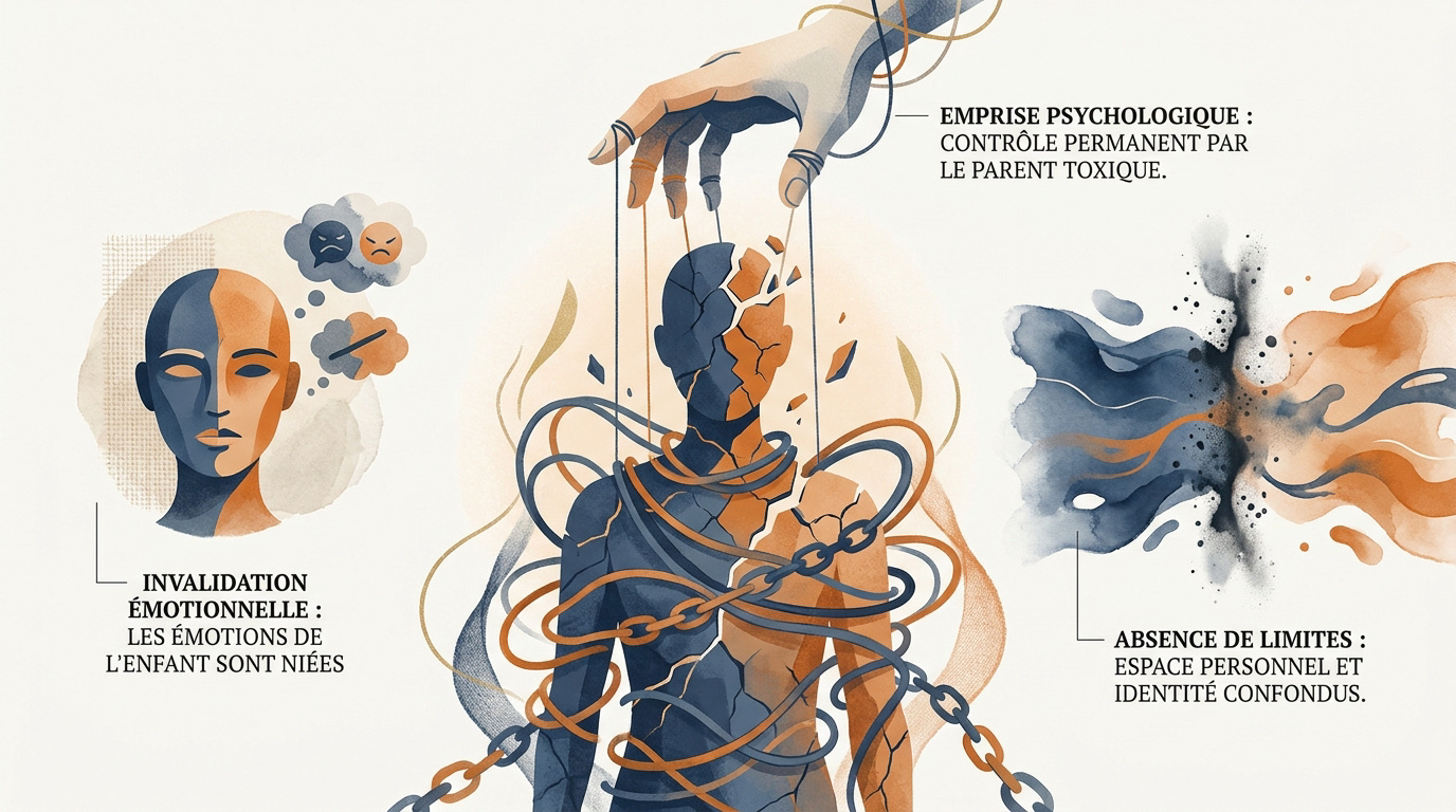 Illustration de l'emprise psychologique d'un parent sur son enfant