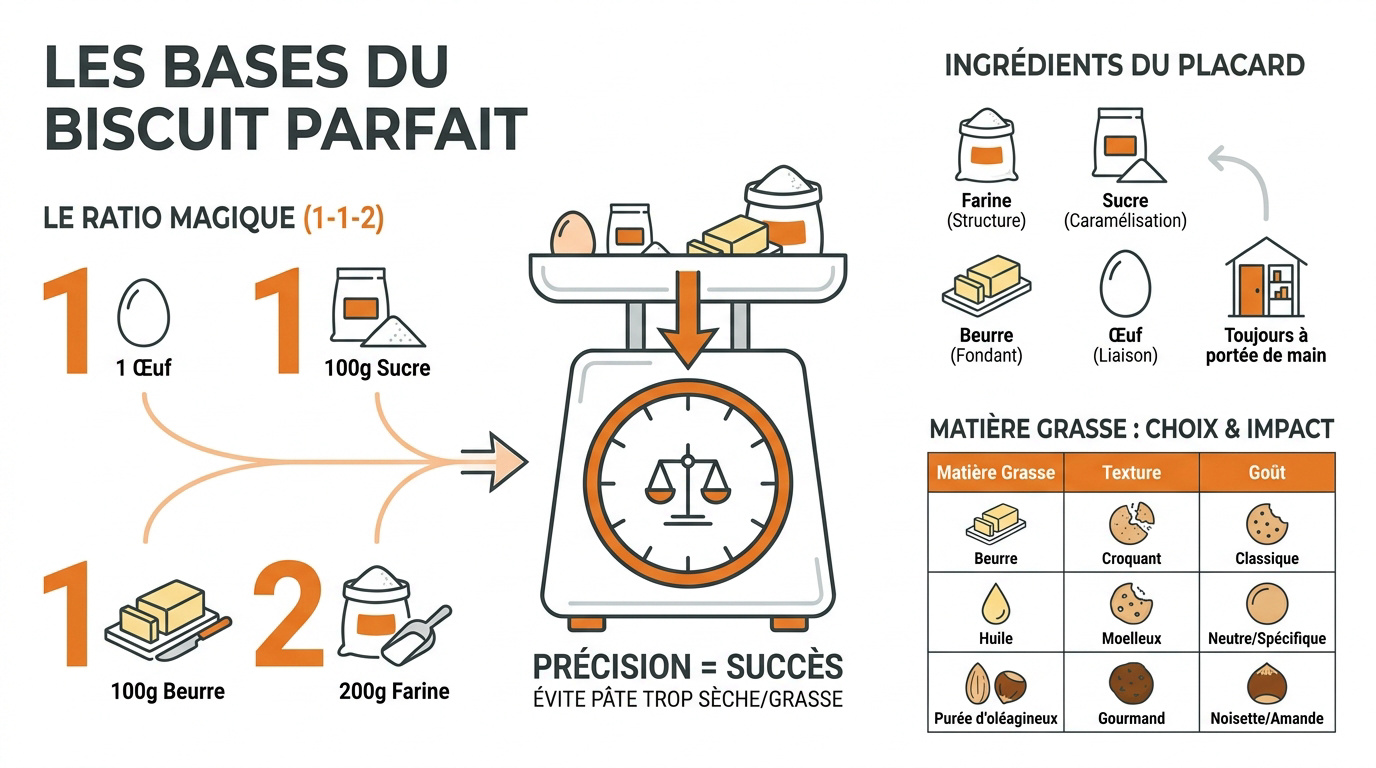 Ingrédients de base pour préparer un biscuit rapide et facile
