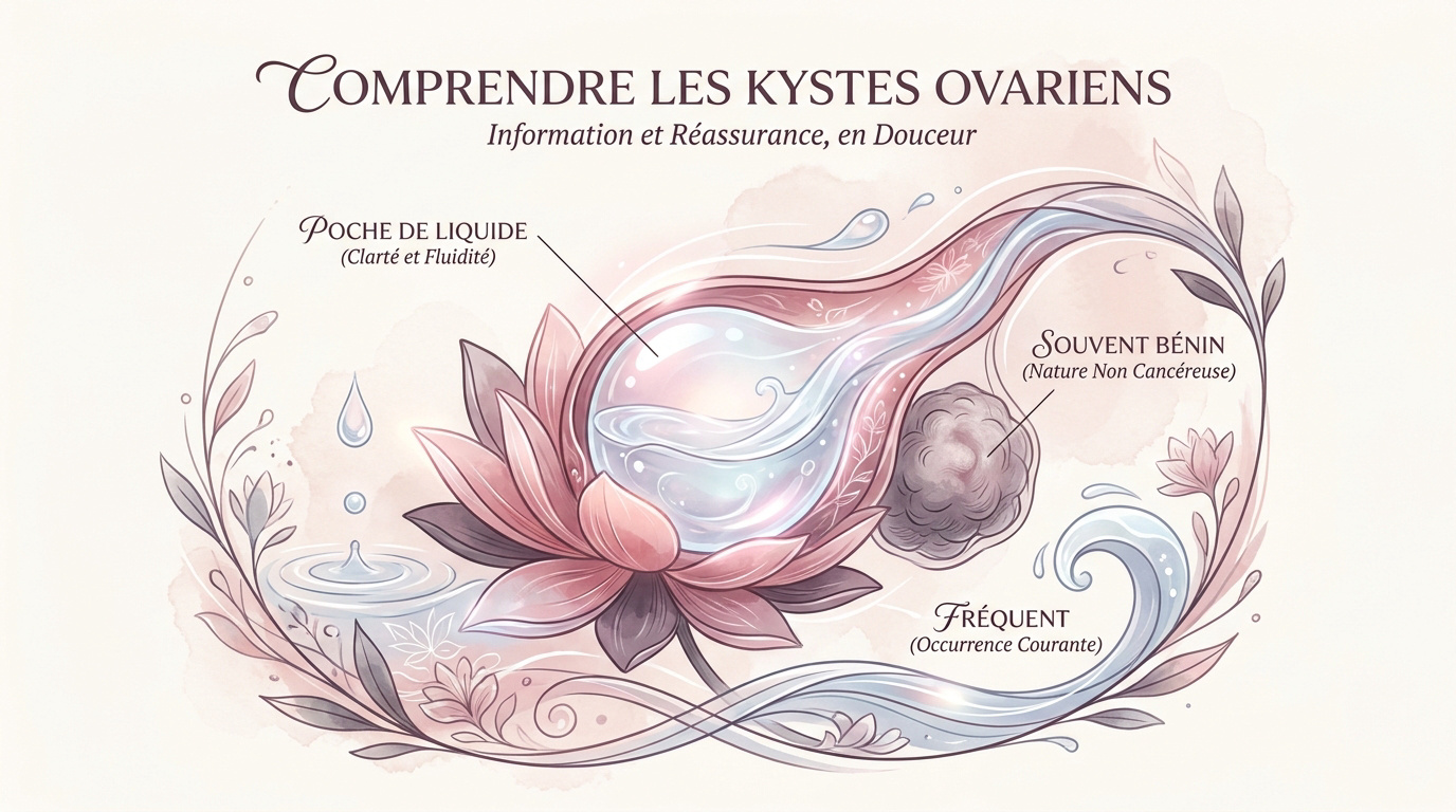 Illustration pédagogique d'un kyste ovarien