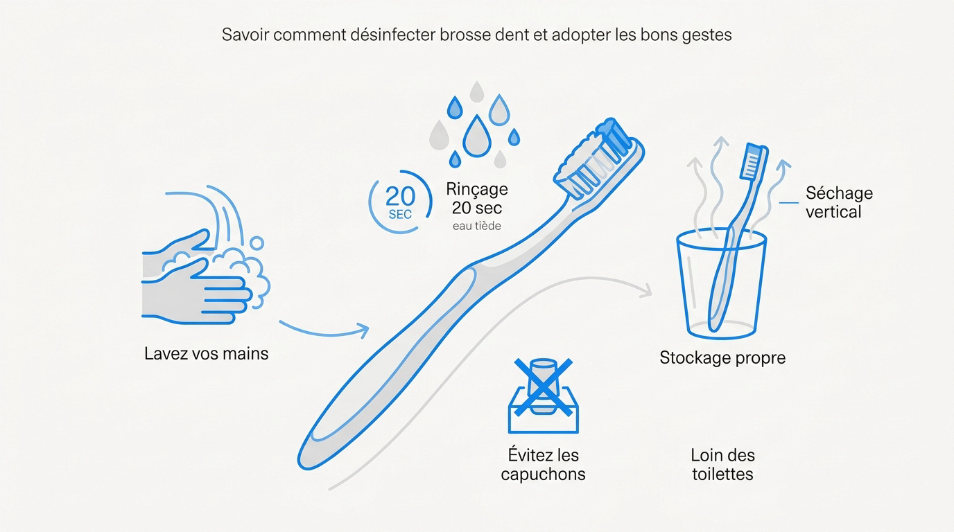 Guide visuel pour nettoyer sa brosse à dents
