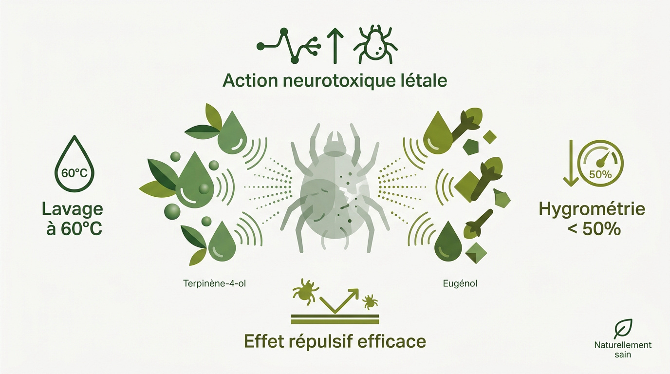 Action neurotoxique et répulsive des huiles essentielles sur les acariens