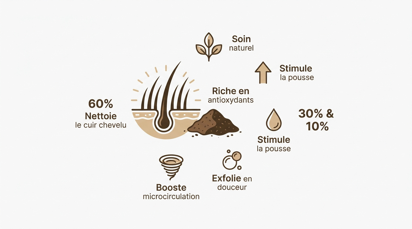 Infographie bienfaits marc de café pour cheveux